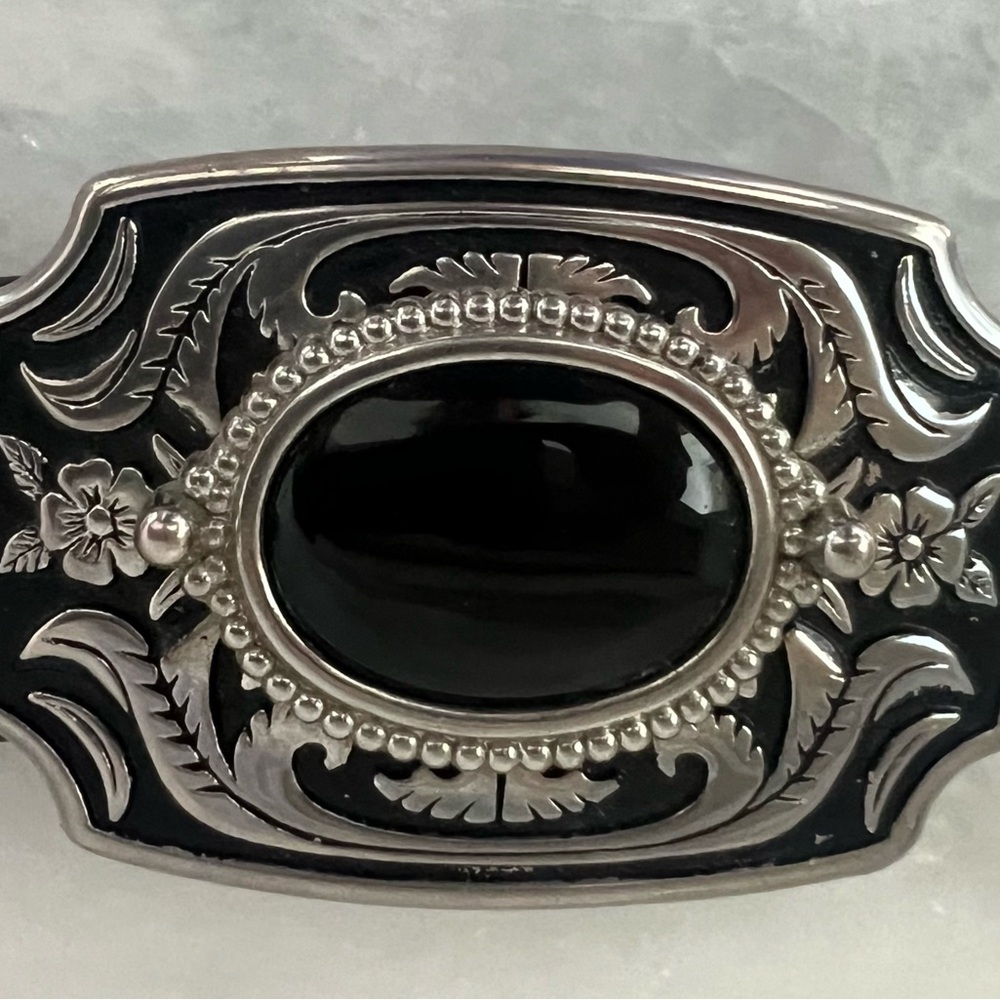 Justin Top Grain Men’s Size 36 Cowhide Western Floral Tooled Belt Silver Buckle - Picture 5 of 12